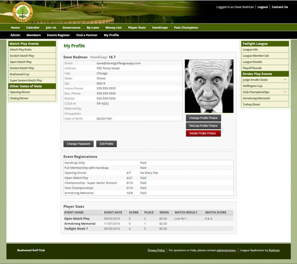 Member Profile Page